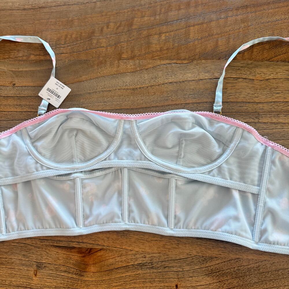 LyreBird (Anthropologie) Silky Printed Longline Satin Bra Top - Size M - Picture 5 of 10